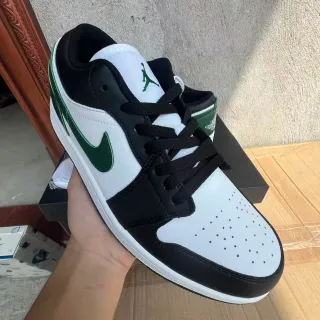 Nike Green Black Low-Top Leather-Panelled Lifestyle Sneakers