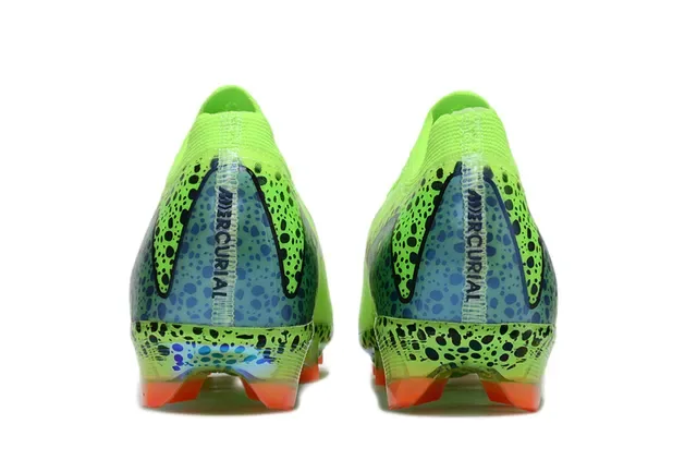 Nike Vert Noir Lime Néon Empeigne à pois Lacets asymétriques pour terrain ferme Chaussures de football 4