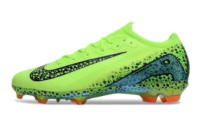 Nike Vert Noir Lime Néon Empeigne à pois Lacets asymétriques pour terrain ferme Chaussures de football 8