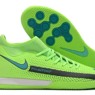Nike Green Blue Knit Upper Sock-Fit Collar Indoor Soccer Shoes