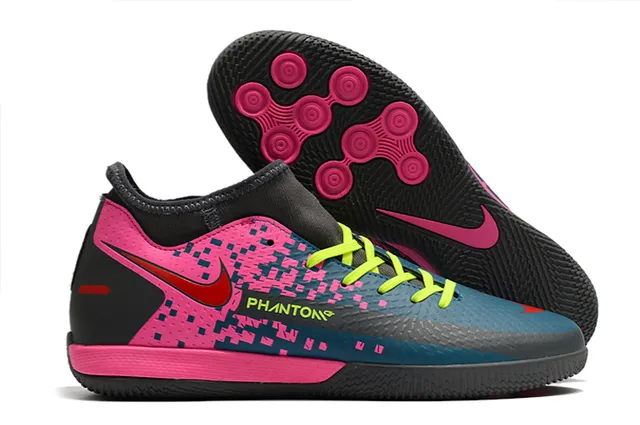Nike Vert Bleu Tricoté Supérieur Collet à Chaussette Chaussures de Football Indoor 2