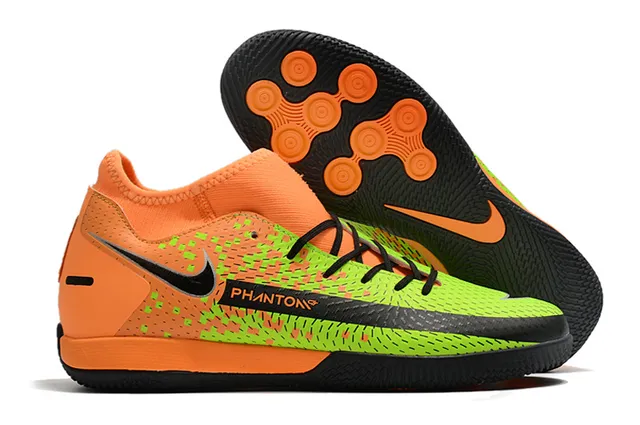 Nike Vert Bleu Tricoté Supérieur Collet à Chaussette Chaussures de Football Indoor 3