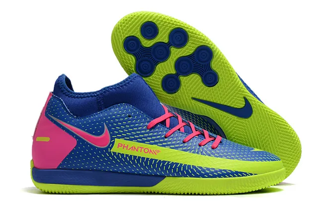 Nike Vert Bleu Tricoté Supérieur Collet à Chaussette Chaussures de Football Indoor 4