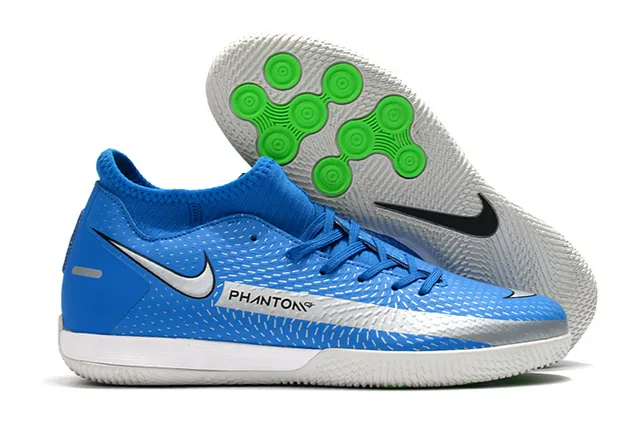 Nike Vert Bleu Tricoté Supérieur Collet à Chaussette Chaussures de Football Indoor 17