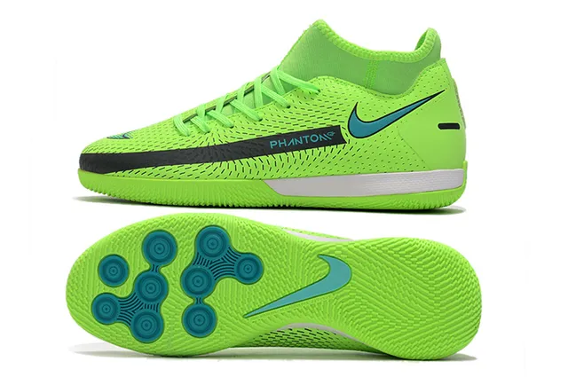 Nike Vert Bleu Tricoté Supérieur Collet à Chaussette Chaussures de Football Indoor 19