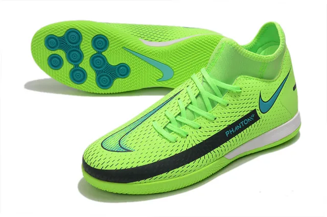 Nike Vert Bleu Tricoté Supérieur Collet à Chaussette Chaussures de Football Indoor 23