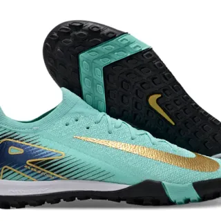 Nike Verde Dorado Upper Knit Swoosh Zapatos de Fútbol Turf