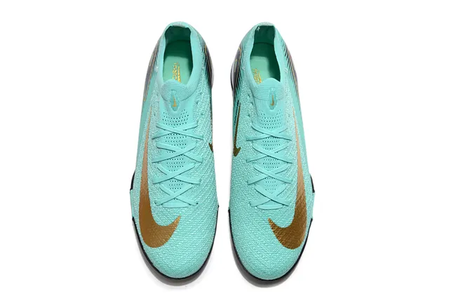 Nike Vert Doré Haut Tricot Swoosh Chaussures de Football Turf 2
