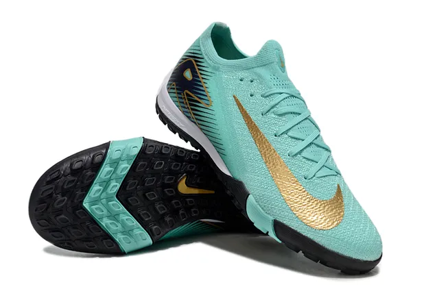 Nike Vert Doré Haut Tricot Swoosh Chaussures de Football Turf 3