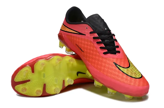 Nike Hypervenom Pink Yellow Low-Cut Silhouette Textured Synthetic Upper Firm-Ground Soccer Shoes 4