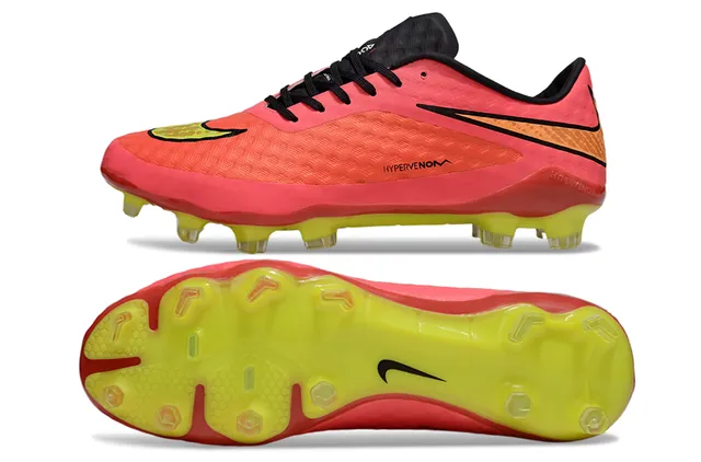 Nike Hypervenom Pink Yellow Low-Cut Silhouette Textured Synthetic Upper Firm-Ground Soccer Shoes 6