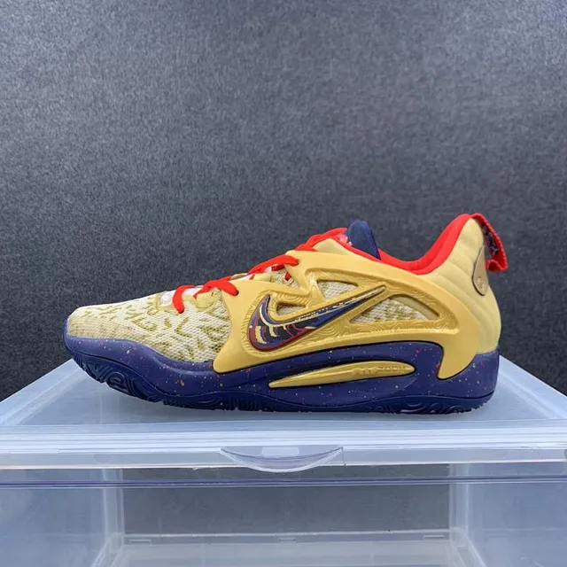 Nike KD14 Gold Navy Red Basketball Shoes 2