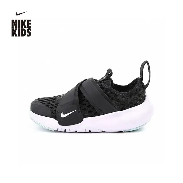 Nike Kids Black and White Mesh Strap Lifestyle Sneakers 19