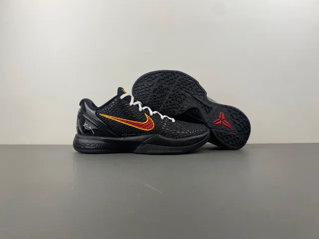 Nike Kobe 6 Black Red Yellow Basketball Shoes 13