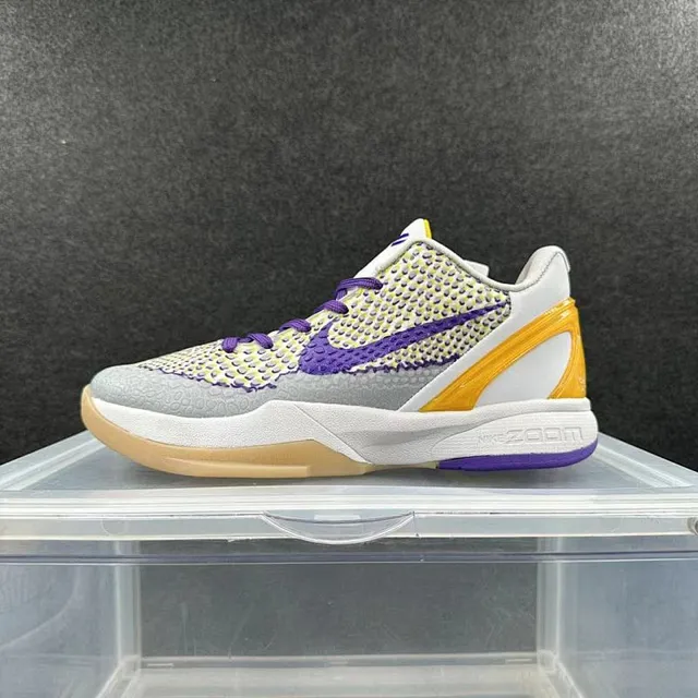Nike Kobe 6 Grey Yellow Purple Basketball Shoes 2
