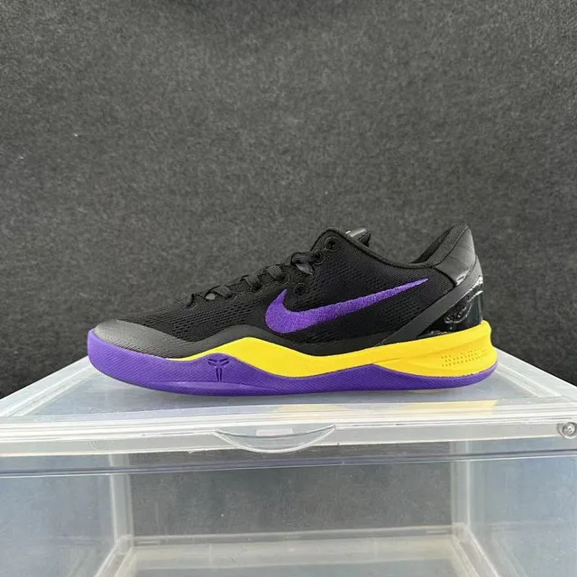 Nike Kobe 8 System Chaussures de Basketball Noir Violet Jaune 2