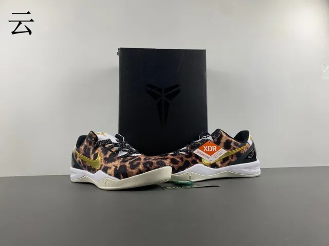 Nike Kobe Protro Leopard Print Gold Swoosh Basketball Shoes 13