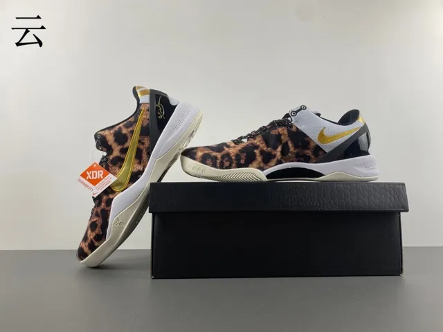 Nike Kobe Protro Leopard Print Gold Swoosh Basketball Shoes 14