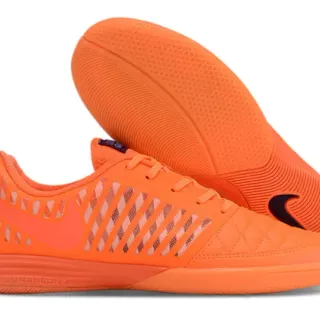 Nike Lunar Gato Orange Black Quilted Toe Cap Diagonal Synthetic Cage Overlay Indoor Soccer Shoes