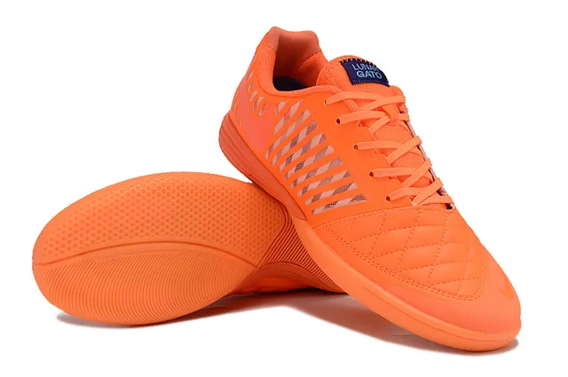 Nike Lunar Gato Orange Noir Capuchon matelassé pour orteil Superposition de cage synthétique en diagonale Chaussures de football indoor 2