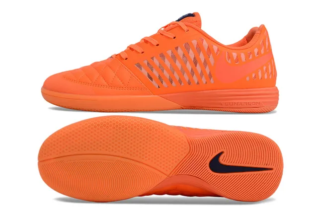 Nike Lunar Gato Orange Noir Capuchon matelassé pour orteil Superposition de cage synthétique en diagonale Chaussures de football indoor 5