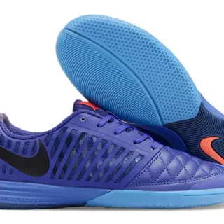 Nike Lunar Gato 紫蓝色 绗缝脚趾箱 条纹通风面板 室内足球鞋