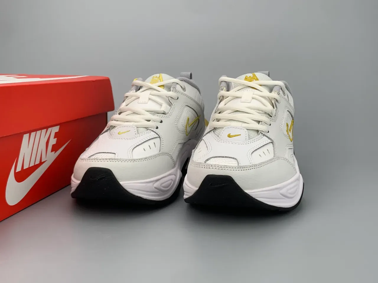 Nike M2K Tekno White Gray Gold Chunky Sneakers 2