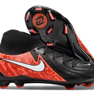 Nike Mercurial Black Red High-Cut Sock Collar Textured Knit Upper Firm-Ground Soccer Shoes