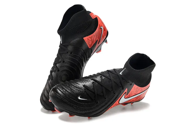 Nike Mercurial Black Red High-Cut Sock Collar Textured Knit Upper Firm-Ground Soccer Shoes 2