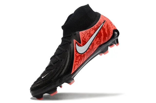 Nike Mercurial Black Red High-Cut Sock Collar Textured Knit Upper Firm-Ground Soccer Shoes 4