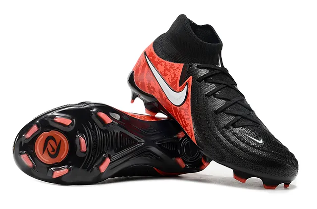 Nike Mercurial Black Red High-Cut Sock Collar Textured Knit Upper Firm-Ground Soccer Shoes 5