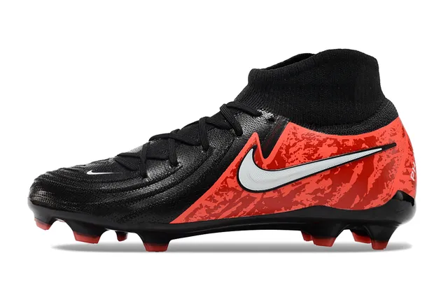 Nike Mercurial Black Red High-Cut Sock Collar Textured Knit Upper Firm-Ground Soccer Shoes 7