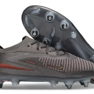 Nike Mercurial رمادي أحمر Knit Upper سولة شفافة Firm-Ground أحذية كرة القدم