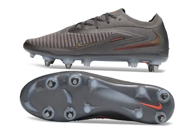 Nike Mercurial Gris Rouge Knit Upper Semelle Translucide Firm-Ground Chaussures de Football 6