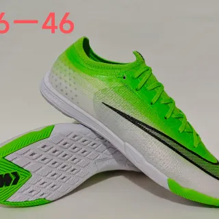 Nike Mercurial Verde Branco Malha Gradiente Superior Preto Chevron Swoosh Tênis de Futebol Indoor