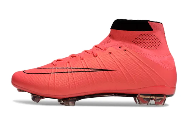 Nike Mercurial Superfly Red Black High-Cut Knit Bootie Textured Forefoot Grip Firm-Ground Soccer Shoes 2