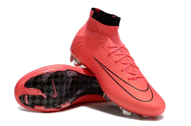 Nike Mercurial Superfly Red Black High-Cut Knit Bootie Textured Forefoot Grip Firm-Ground Soccer Shoes 5