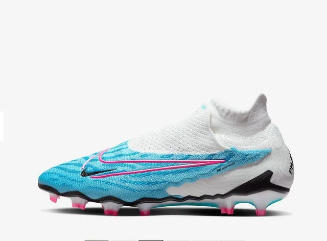 Nike Mercurial Superfly Blanco Azul Collar Alto Ajuste Calcetín Césped Firme Zapatos de Fútbol 5