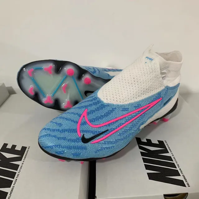 Nike Mercurial Superfly Blanco Azul Collar Alto Ajuste Calcetín Césped Firme Zapatos de Fútbol 10