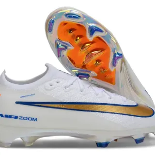 Nike Mercurial Vapor Air Zoom White Gold Blue Firm-Ground Soccer Shoes
