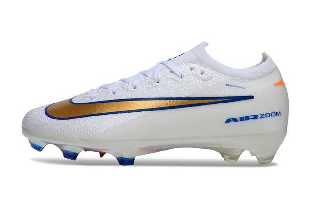 Nike Mercurial Vapor Air Zoom White Gold Blue Firm-Ground Soccer Shoes 2