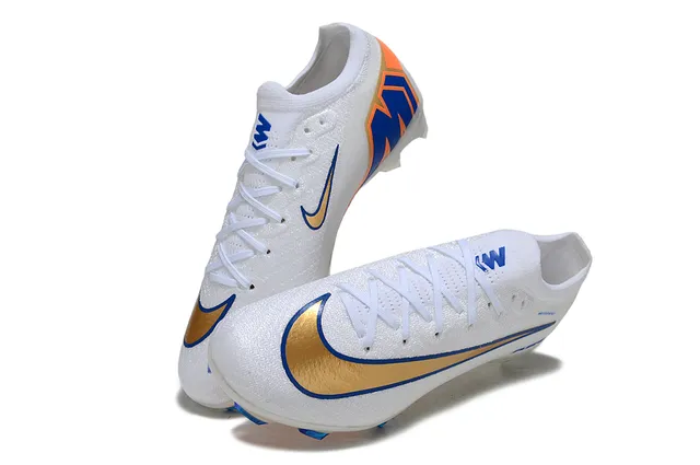 Nike Mercurial Vapor Air Zoom White Gold Blue Firm-Ground Soccer Shoes 3