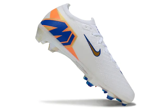 Nike Mercurial Vapor Air Zoom White Gold Blue Firm-Ground Soccer Shoes 4