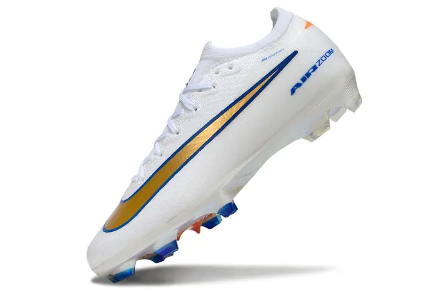 Nike Mercurial Vapor Air Zoom White Gold Blue Firm-Ground Soccer Shoes 5