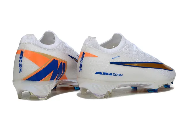 Nike Mercurial Vapor Air Zoom White Gold Blue Firm-Ground Soccer Shoes 7