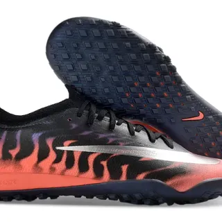 Nike Mercurial Vapor Black Orange Low-Cut Knit Upper Flame-Print Graphic Turf Soccer Shoes