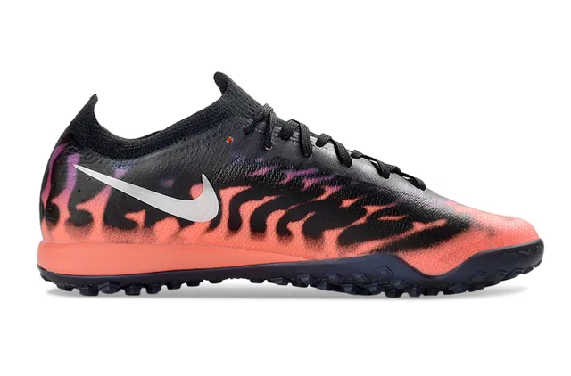 Nike Mercurial Vapor أسود برتقالي منخفض القطع محبك الوجه الخارجي طباعة اللهب رسم تورف أحذية كرة القدم 5