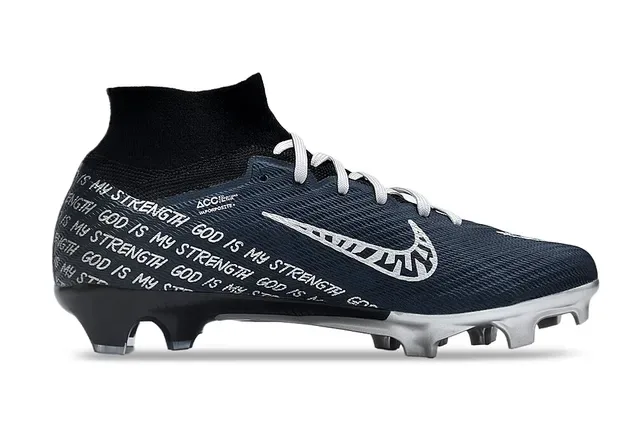 Nike Mercurial Vapor Black White High-Top Flyknit Upper Air Zoom Cushioning Firm-Ground Soccer Shoes 5