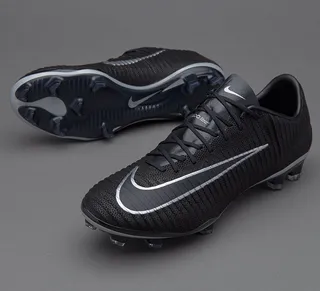Nike Mercurial Vapor Black White Yellow Firm-Ground Soccer Shoes 7