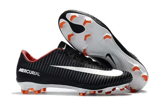 Nike Mercurial Vapor Black White Yellow Firm-Ground Soccer Shoes 14
